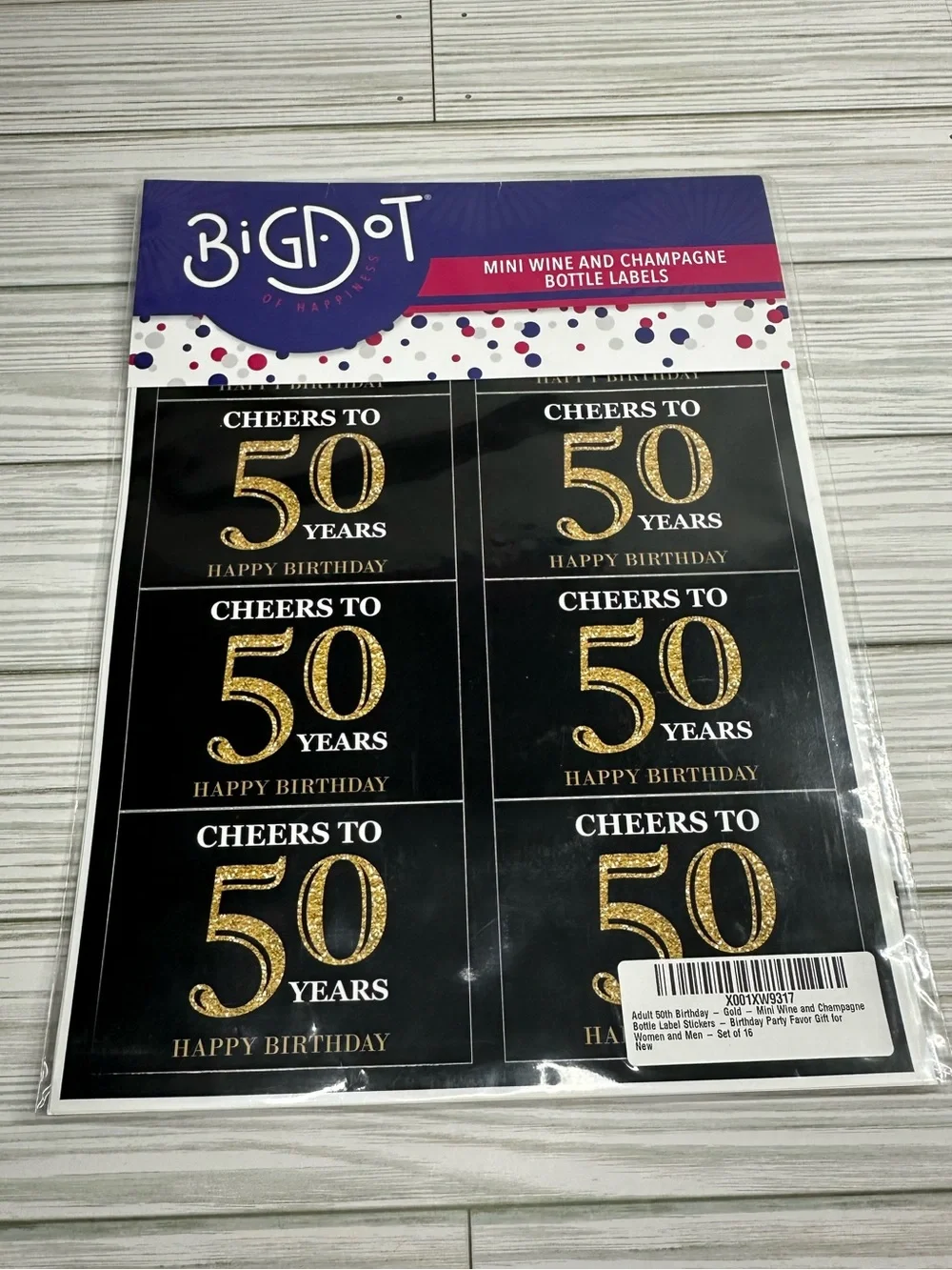 50th birthday labels/stickers Black and Gold Party Celebration Decorations